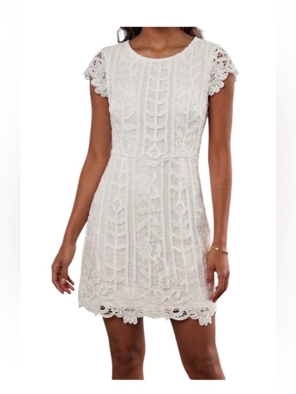 Mgirls by Material Girls White Lace Open-Back Cap Sleeve Mini Dress